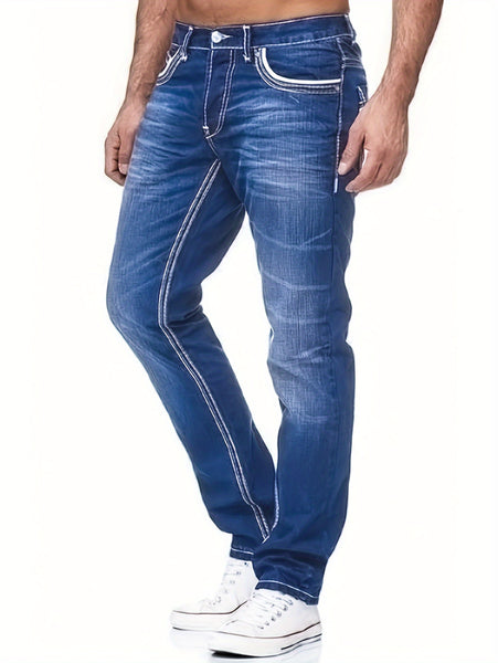 Men's Thick-thread Washed Denim Jeans