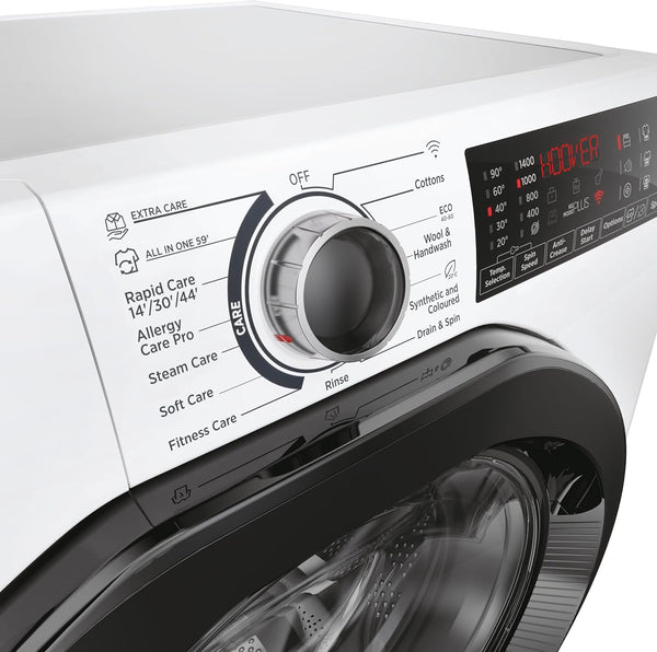 Hoover H-WASH 350 9Kg Freestanding Washing Machine, 1400 RPM, a Rated, Eco-Power Inverter Motor, Hon App, 60 Programmes, Eco Doser, Power Care System, White, 60X53X85 Cm - H3WPS496TAMB6-80