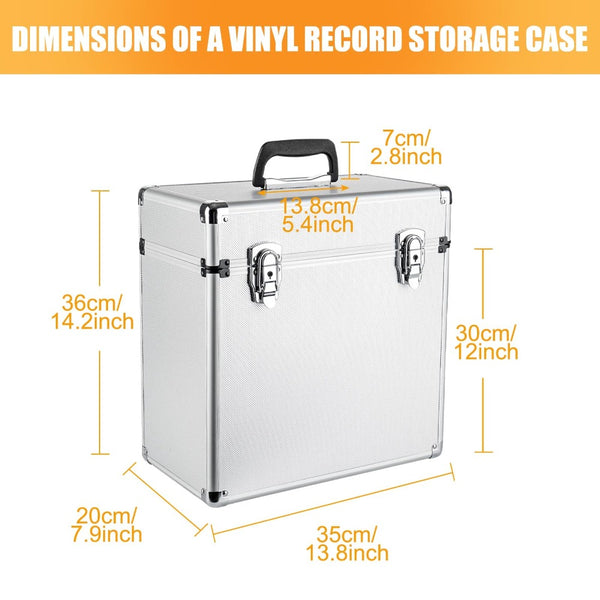 Vinyl Record Storage 12, LP Case Album Collection DJ Carry Storage Cases Lockable Box LP Case Vinyl Record Storage Carry Box Holds up to 50pcs Albums Record Collection Chest