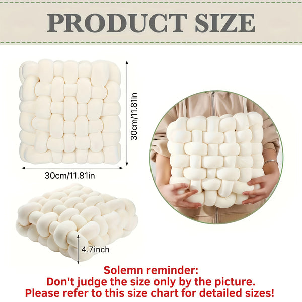 1pc Hand-woven Square Cushion Knot Pillow