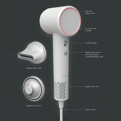 Aircraft Airmotion AIRHD1-W High Speed Ionic Hair Dryer with Heat Control in Snow White