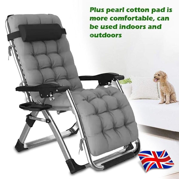 NEW Zero Gravity Chair Reclining Sun Lounger Outdoor Garden Folding Adjustable