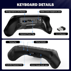 Moko RGB Backlight Keyboard for Xbox One Controller, Xbox Series X/S, Wireless Chatpad Keypad with 2.4G Receiver&3.5Mm Audio Jack, Xbox Accessories Mini Game Keyboard for Xbox One/One S/Elite/2, Black