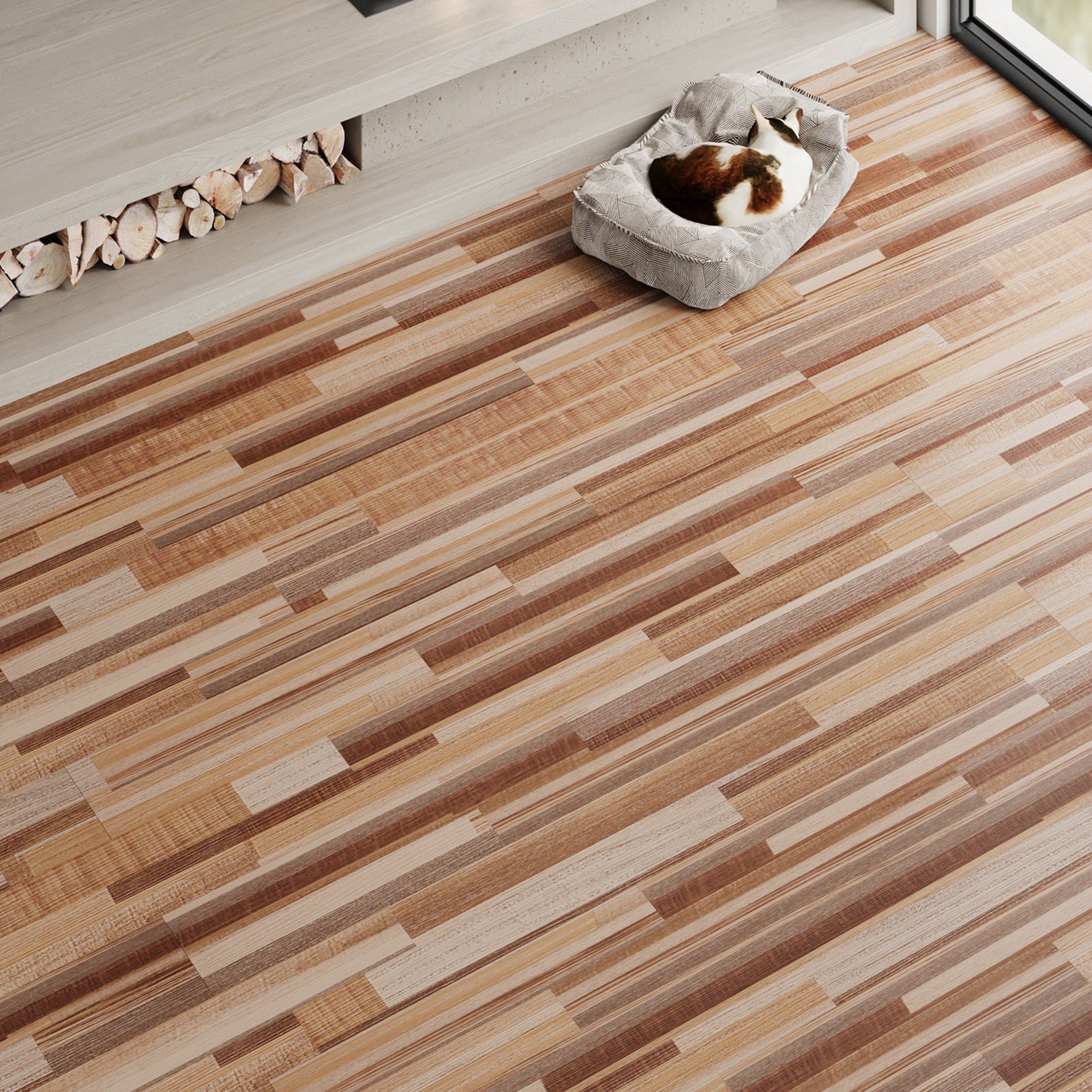 36pcs - 2mm Thickened PVC Self-adhesive Flooring, Silent Wood-grain Effect Floor Tiles with Wear-resistant UV Coating for Easy Cleaning. Specifically Designed for Pet Dens, Kitchens, Balconies, Bedrooms and Rental Property Refurbishments To Enhance Home C