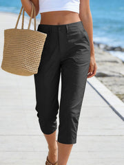Women'S High-Waisted Straight-Leg Cropped Casual Pants | Side-Pocket Design, Breathable Drape Fabric, Office & Commute Pants | 2026 Summer New Arrival Women'S Casual Pants, Summer Women'S Clothing, Women'S, Affordable