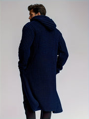 Men's Casual Sport Sweater, Long Hooded Knit Cardigan with Thick Yarn Knitting, Large Side Pockets, Loose Fit, Warm and Stylish, for a Casual and Stylish Look
