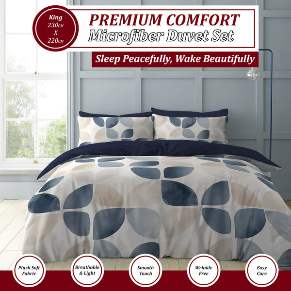 Microfiber Printed Bedding Set | Ultra Soft Duvet Quilt Cover Lightweight & Breathable Fabric | Elegant Patterned Design for Modern Bedrooms | Available in King Size | Machine Washable, Quick Dry & Long Lasting Comfort | LOCAL WAREHOUSE Dispatch | Trusted