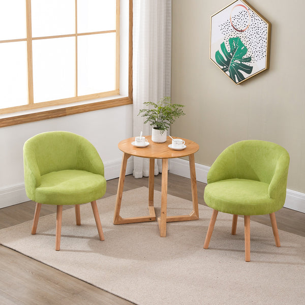 Set of 2 Small Accent Tub Chairs Occasional Lounge Sofa for Living Room Bedroom, Upholstered Fabric with Solid Wood Legs