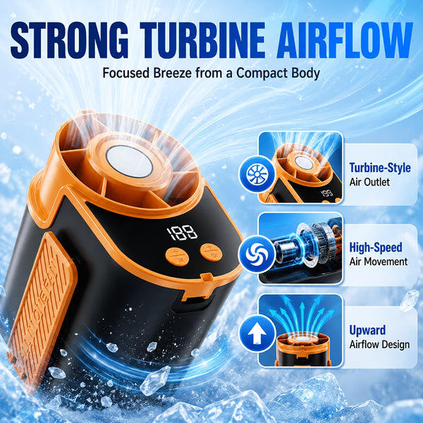 Neck And Waist Portable Fan With USB Charging Design And Strong Airflow For Camping Travel Fishing And Outdoor Enthusiasts