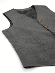 Men'S Vest Wool Blend Herringbone Vintage Men'S Fashion Vest, Groom Best Man Formal Wedding Party Casual Vest