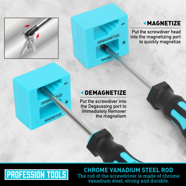 Amartisan 43pcs Magnetic Screwdriver Set with Case, Chrome Vanadium Steel, Includes Slotted, Phillips, Hex, Pozidriv, Torx & Precision Screwdrivers, Magnetizer/Demagnetizer, Flexible Shaft for Home Repair, DIY & Professional Use