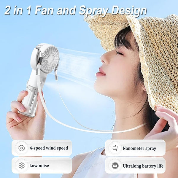 SJMR Portable Rechargeable Handheld Fan – 5-Speed Foldable Mini Fan. USB Powered for Home, Office, Travel, and Outdoor Use