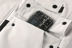 Men's Fashion New Jacket Men's Spring Autumn Thin Casual Multi-Pocket Outdoor High Quality Jacket Coat Men Detachable Hood Outdoor Trendy Design Waist Double Pocket Jacket