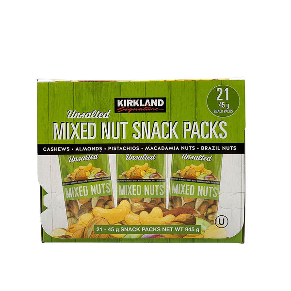 Kirkland Signature Unsalted Mixed Nut Snack Packs, 21 X 45G