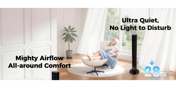 43' Tower Fan, Quiet Floor Fan with 28dB Low Noise, 3 Speeds, 2 Modes, 85° Oscillation, 12H Timer, LED Display, for Bedroom, Office and Home