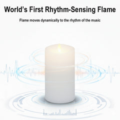LENCARTA LED Flameless Candle Classic Ivory 6 Inch Wax Shell | Battery Powered Music Rhythm Sensing Flicker-Effect Pillar with Remote Control for Home Decor