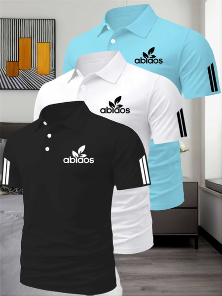 Three-Piece Summer Men'S Polo Shirt, Top, Running, Sports, Gym Breathable, Quick-Dry, Business, Casual, Vacation Polo Shirt, Fashionable Short-Sleeve Golf Shirt