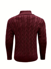 Men's Mature Business Sweater - New Autumn/Winter Lapel Ribbed Knitwear, Fashionable Solid Color Pullover, Suitable for Layering and Wearing Over Clothes