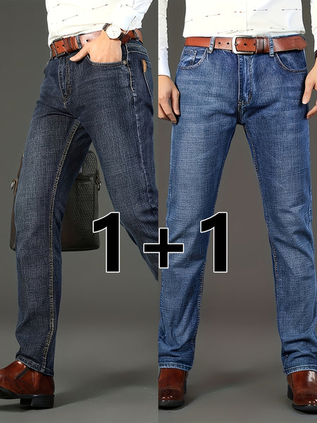 Two-Pc Value, Men'S Classic Jeans, Casual And Comfortable Stretch Denim Trousers, Suitable for All Seasons, Business Formal Mature Middle East