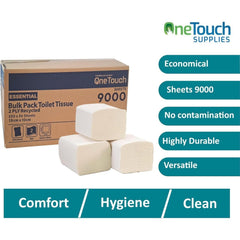 Folded Toilet Paper Bulk Pack 2-Ply White Tissue Sheets Soft Ideal for Dispenser Use Toilet Paper in Commercial Toilets Offices Schools & Public Bathrooms 9000 Sheets