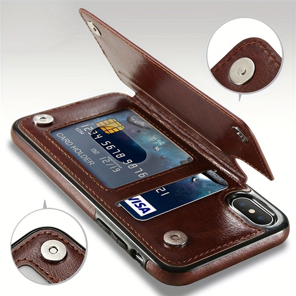 Phone Case -Cardholder-Style Phone Case, Convenient. for Iphone 17 Promax/Pro/ Air, 16 Plus, 15, 14 Pro Max, 13, 12, 11. Gift for Friends, Boys, Girls Or Family. This Business Shock-Resistant Protective Case Features a Solid Color