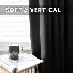 2pc Luxury Velvet Curtain Panels with Free Matching Velvet Cushion Cover – Thermal Insulated Grommet Top Drapes, Energy Saving Curtain Panels for Bedroom & Living Room Home Decor, Perfect Holiday Gift