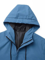 Men'S & Women'S Windproof Jacket with Norway Flag Print - All-Season Outdoor Windbreaker, Full-Zip Hooded Coat with Zippered Pockets, Machine Washable Polyester for Hiking, Camping, Travel - Beige/White Color Scheme, Hiking Gear, Casual Outerwear