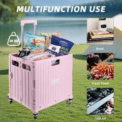 Foldable Shopping Trolley Cart | Lightweight & Durable with Adjustable Handle | Smooth-Rolling 4-Wheel Collapsible Crate for Groceries & More