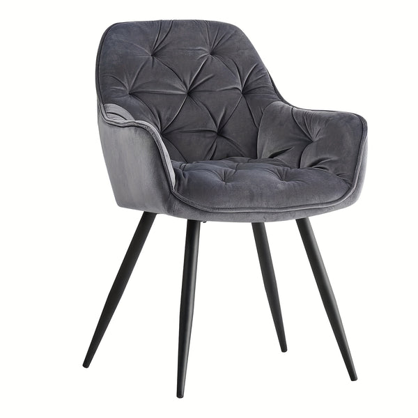 Dining Chairs with Velvet Thick Padded Upholstered Kitchen Tub Chair Armchair with Backrest Metal Legs Living Room Reception Leisure Chairs for Bedroom Lounge Office