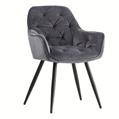 Dining Chairs with Velvet Thick Padded Upholstered Kitchen Tub Chair Armchair with Backrest Metal Legs Living Room Reception Leisure Chairs for Bedroom Lounge Office