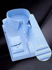 1+2, Three-Piece Solid Color Button- Shirt, Men'S Everyday Basic Shirt, Long-Sleeved Shirt with Pockets, Casual Shirt, Business Shirt, Blend, Soft And Comfortable