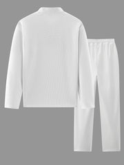 Men's 2pcs Set: Long-Sleeve Shirt and Drawstring Pants - Clean, Comfortable, Breathable
