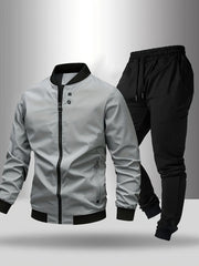 [Maigiqi] Casual Set Men'S Spring Autumn Easy Athletic Two-Piece Outfit Polo Collar Jacket