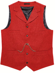 Men'S Vest Retro Fashion Groom Wedding Party Vest Men'S Herringbone Casual Business Waistcoat