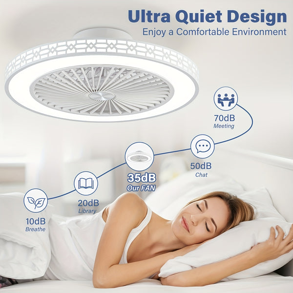 49cm Ceiling Fan with Light And Remote Control, Dimmable 3 Color Changing LED (3000K-6000K) Ceiling Fans with Lights, 6-Speed Ultra-Quiet Reversible DC Motor Ceiling Fan, Modern Fan Light for Bedroom, Living Room, Kitchen
