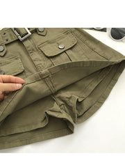 Women's High Waist Cargo Skort with Belt & Built-In Shorts - -Line Mini Skirt, Belted Waistband, Machine Washable Short Length Suitable for,, Casual Attire - Casual Streetwear Outfits