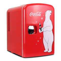 Coca Cola 4L Mini Fridge Polar Bear 6 Can 12V Portable Cooler / Warmer in Skincare Red