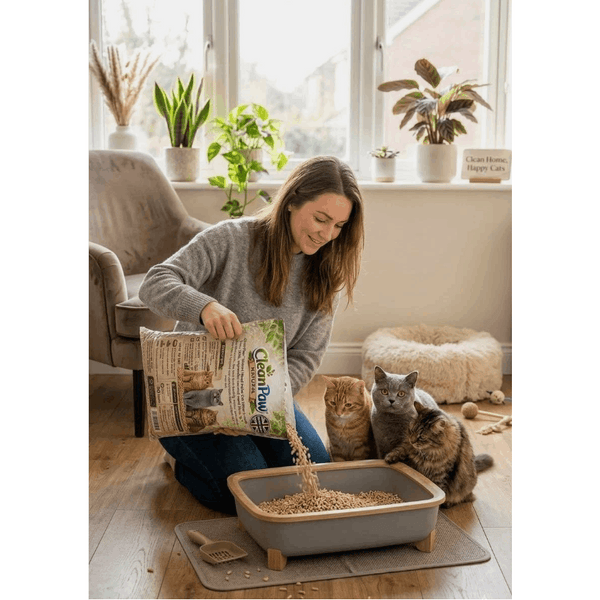 30L Clean Paw Wood Pellet Cat Litter Natural Absorbent Pet Bedding for Cats, Small Animals & Litter Trays Low Dust Odour Control Pellet Litter