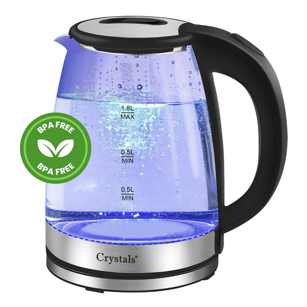 1.8L/1500W Glass Electric Kettles, Glass Kettle with Blue LED and Boil Dry Protection, Cordless Fast Boil Quiet Kettle - Easy to Clean Electric Kettle, BPA Free