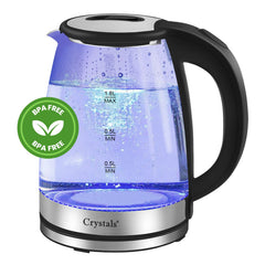 1.8L/1500W Glass Electric Kettles, Glass Kettle with Blue LED and Boil Dry Protection, Cordless Fast Boil Quiet Kettle - Easy to Clean Electric Kettle, BPA Free