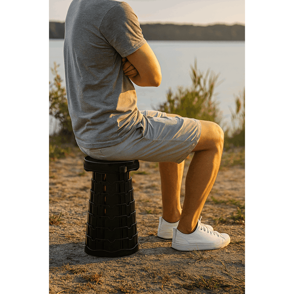 Portable Folding Stool Lightweight Yet More Sturdy with Load Capacity 180KG, Retractable Plastic Foldable Collapsible Stool for Camping Fishing Hiking BBQ Outdoors Indoors Kitchen