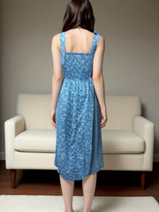 Women's suspender patchwork printed irregular strapless dress