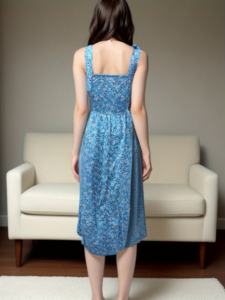 Women's suspender patchwork printed irregular strapless dress