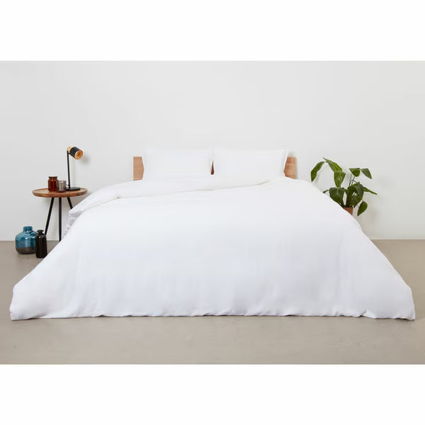 Panda Bamboo & French Linen White Duvet Cover Set in 3 Sizes