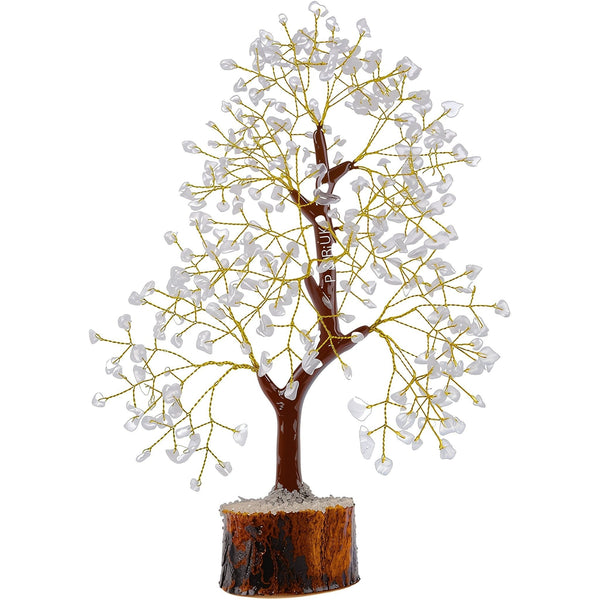 Clear Quartz Crystal Tree of Life – Natural Healing Crystal Decor for Home Office Desk, Spiritual Feng Shui Ornament, Positive Energy Crystal Gift for Women & Men, Meditation Reiki Decor, Living Room Ornament, Gift Box Included with Mini Crystal Guide