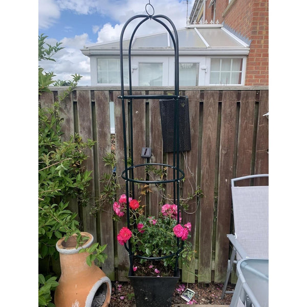 Steel Garden Obelisk Plant Support Trellis 1.9m | Black Weather-Resistant Metal Cylindrical Frame for Climbing Plants (Plant Not Included)