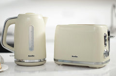 Breville Bold Vanilla Cream Electric Kettle | 1.7L | 3Kw Fast Boil | Cream & Silver Chrome [VKT223]