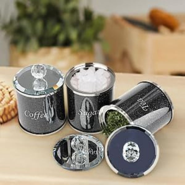 Tea Coffee Sugar Canisters Sugar Tea Coffee Sugar Jars Reusable Crystal Filled Tea Coffee Sugar Canisters with Lid for Kitchen Home Present