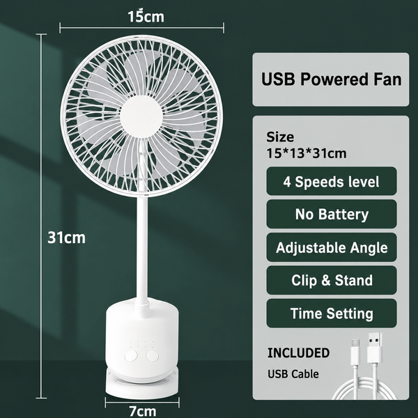 Portable Desk Fan Clip 6-Inch USB Rechargeable VortexX