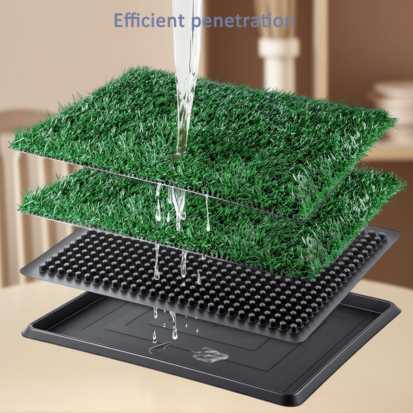 20 x 16 inch Dog Toilet Tray with Artificial Grass – Reusable Dog Litter Tray for Puppies and Small Dogs, Portable Potty with Drainage System for Flat or Home Use Indoor